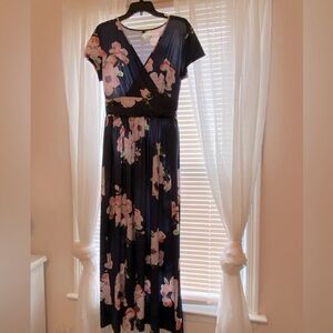 Floral Faux-Wrap Maxi Dress